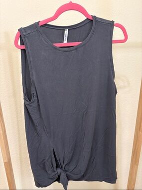 Fabletics Black Knot-Front Muscle Tank